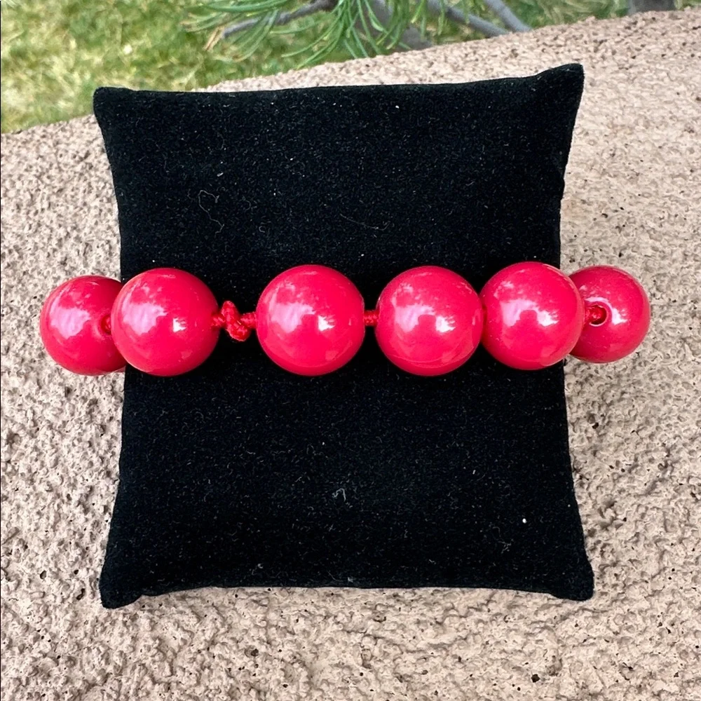 Gymboree Bold Red Beaded Stretch Bracelet